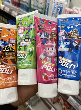 韩国专柜进口珀利变形警车儿童水果味牙膏齿宝宝卡通牙刷低氟