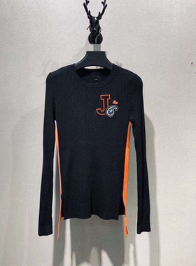 雅*春季女装新品印花贴布修身打底衫毛衣女EGCPA9545A