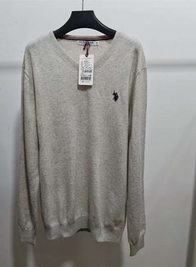 u.s.polo assn.男装保罗柔软舒适V领100%山羊绒毛衣吊牌价2499