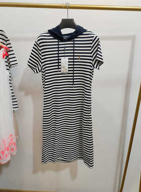 155码POLOSPORT专柜正品女士水柔棉短袖条纹连衣裙AY2P22641321