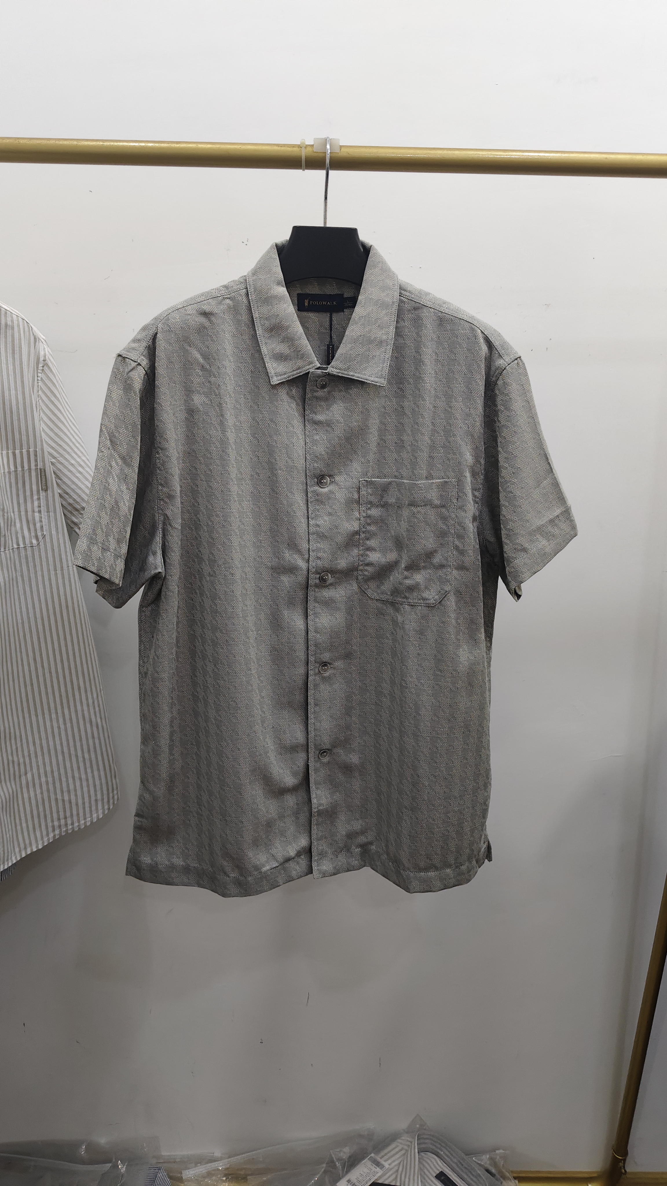 175-180码POLOWALK短袖衬衫暗花纹短袖衬衣AF5W42270081吊牌价928