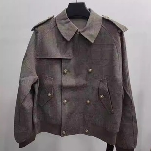 polowalk女士春秋机车款 洋气格纹外套A36W41450841吊牌价2990 时尚