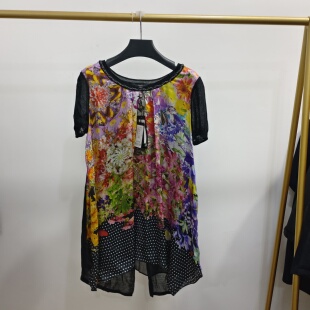 针织衫 个性 E13EC9540a吊牌价2599 宽松贵妇花朵桑蚕丝相拼时尚 3码