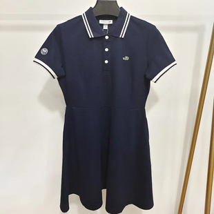 士藏青色大下摆优雅悠闲连衣裙B2H462131