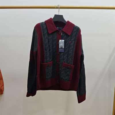 polowalk专柜正品女士秋冬拼色潮时尚百搭开衫针织衫AH6W43582012