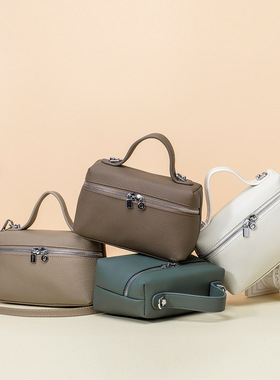 新款小众气质lp19饭盒包真皮女包手提头层牛皮单肩斜挎小包潮流