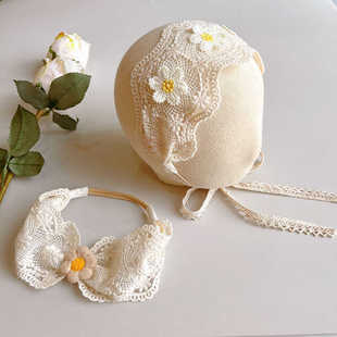 女宝宝发带甜美蕾丝秋菊系护囟门头饰婴儿满月百天大弹力头箍配饰