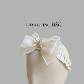 蝴蝶结女宝宝弹力发带婴儿百天周岁生日皇冠拍照配饰公主洋气头饰