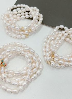 淡水珍珠手链浅螺纹高亮轻奢小众精致高级感手串送女友生日礼物