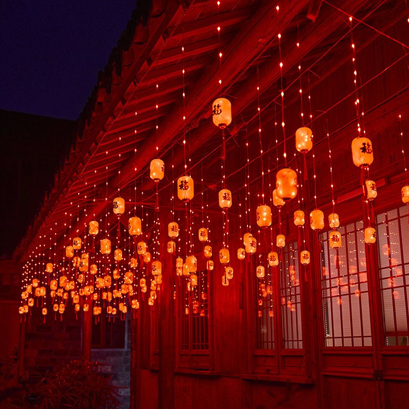 新年装饰彩灯闪灯串灯满天星红灯笼挂饰春节家用过年彩灯阳布置