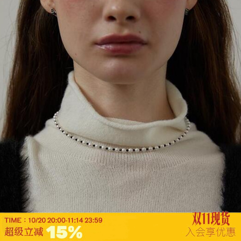 质感超好！施家黑白珍珠项链