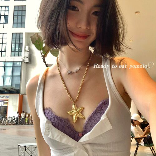 高版本*铜镀金海星项链