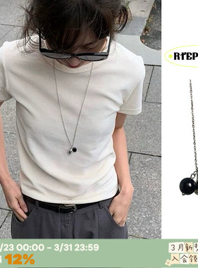 韩国博主同款ins黑白色水滴项链