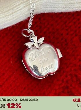 相盒小苹果925银爱心珐琅项链