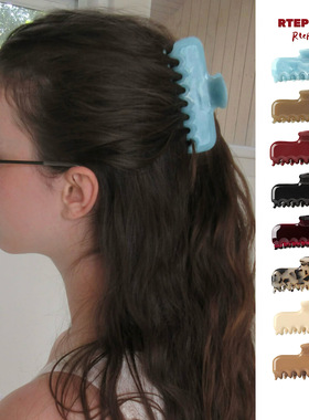 RTEP 8色高版本jennie同款法式复古红色蓝色醋酸抓夹后脑勺鲨鱼夹
