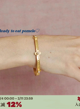 RTEP 手工镀真金Apres ski珍珠手镯西班牙精工制复古做旧小众手环