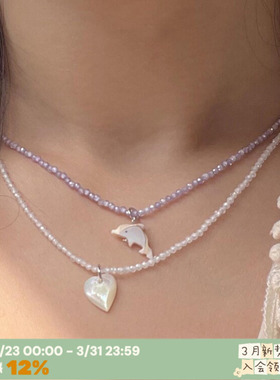 千禧海豚爱心~贝母水晶少女项链