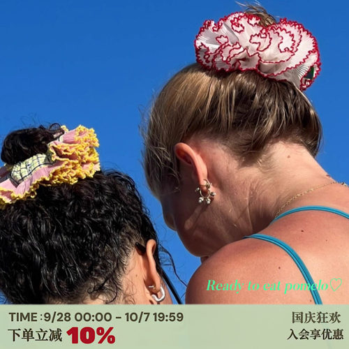 好品质！！法式格纹少女发圈