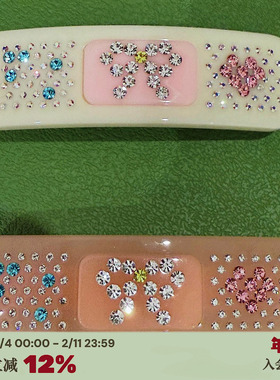 RTEP 自制蝴蝶结创可贴爱心钻石彩色醋酸镶嵌发夹侧边夹刘海夹子