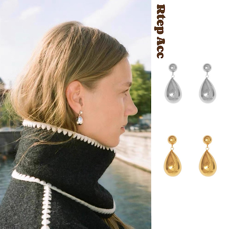 丹麦设计师水滴耳环925银针复古