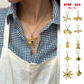 Ski西班牙手工全铜镀真金项链小马太阳锁骨链 合集Apres 高版 本