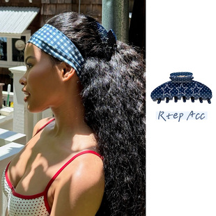 RTEP 定制emijay蓝色五角星波点抓夹醋酸星星钻石镶嵌鲨鱼夹发夹