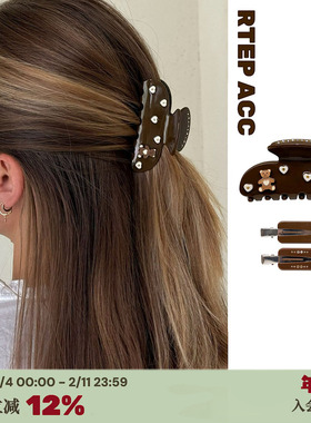 RTEP 定制emijay小熊爱心抓夹醋酸中号发夹后脑勺盘发夹子鲨鱼夹