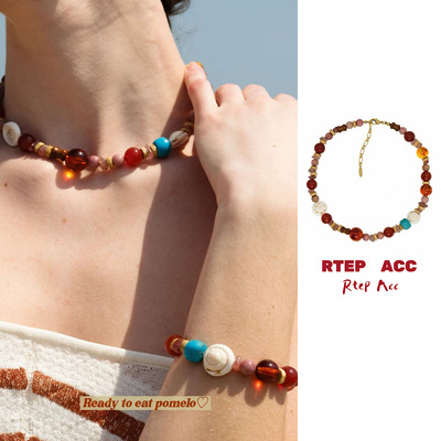 混合水晶石赵露思同款锁骨链项链