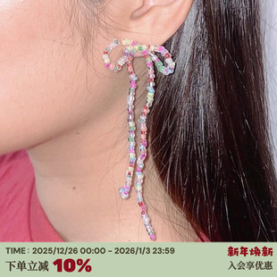 925纯银耳钉耳环彩色蝴蝶结串珠进口珠 Fruta同款 RTEP 雨天游乐园