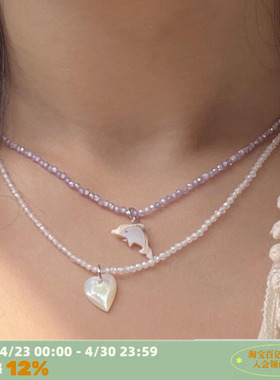 千禧海豚爱心~贝母水晶少女项链