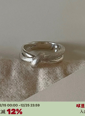 韩国ins结绳镀925银双层精致戒指