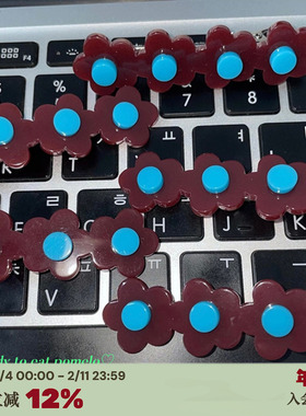 RTEP 定制usite韩国小众ins紫红色/湖蓝色花朵醋酸发夹边夹子刘海