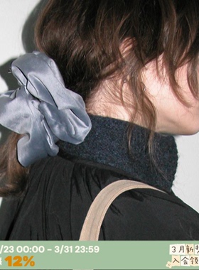 RTEP 独家法式天鹅绒靛蓝色*丝绒褶皱质感大肠发圈大号高级感发饰