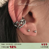 RTEP 暗黑系小众设计荆棘甜酷复古枪黑色镂空不规则耳夹耳骨夹