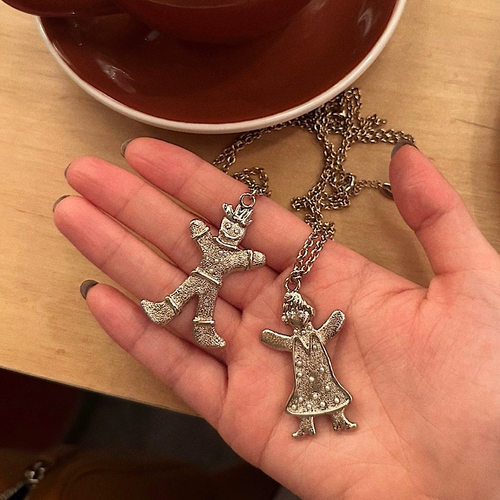 重工哑金色~小朋友钻石镶嵌项链