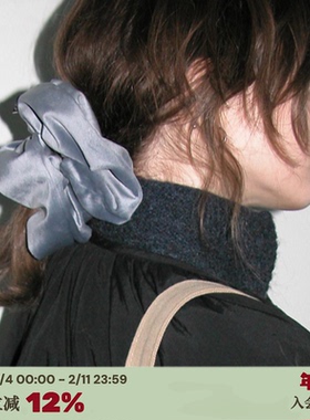 RTEP 法式小众丝绒靛蓝色褶皱大肠发圈哑光天鹅绒大号高级感发饰