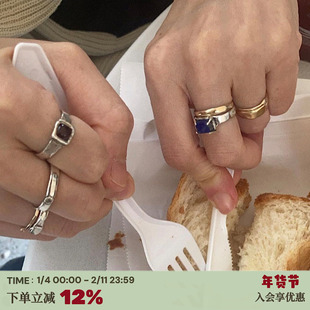 RTEP 高版本mars25宝石925银定制戒指做旧叠戴复古手工指环男女款