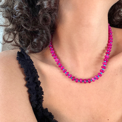 宝石洋红湖蓝松石x项链