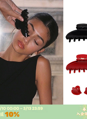 RTEP 多色 emijay经典复古法式黑色车厘子红色鲨鱼发夹抓夹