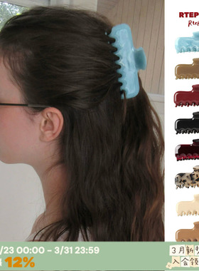 RTEP 8色高版本jennie同款法式复古红色蓝色醋酸抓夹后脑勺鲨鱼夹