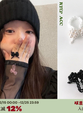 韩国博主*可爱蝴蝶结珍珠戒指