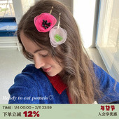 RTEP 定制CARO同款 丹麦纱质发夹立体花瓣造型花朵发卡发饰边夹