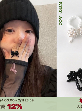 韩国博主*可爱蝴蝶结珍珠戒指