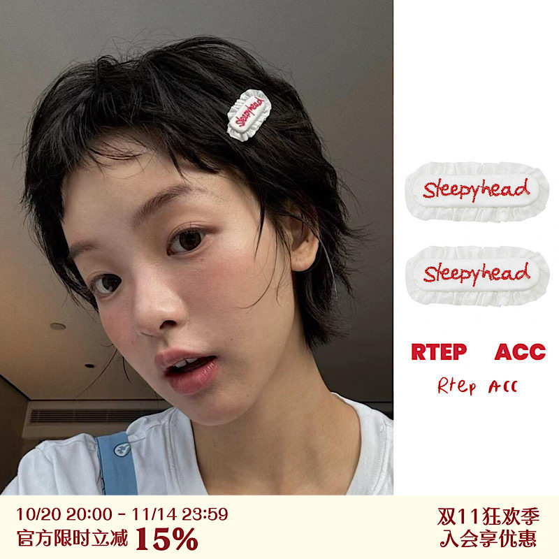 RTEP 重工刺绣耳仔哥哥同款*日系发夹充棉小枕头蕾丝花边少女发饰