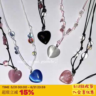 RTEP Pincunomaru朴秀荣启豪joy同款小众玉石可调节爱心男女项链
