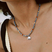 RTEP 彩色玉石大象吊坠手工进口瓷珠项链串珠锁骨链 开普敦之夏