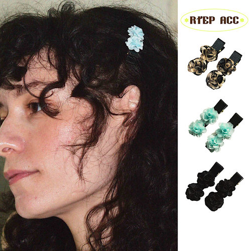 定制usite花朵布料发夹湖绿色