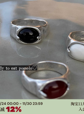 小众古银玛瑙玉石设计感戒指