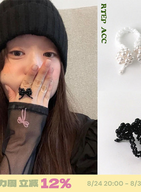 韩国博主*可爱蝴蝶结珍珠戒指