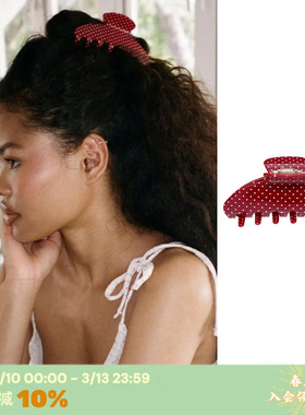 RTEP emijay复古正红色波点抓夹高级感醋酸发夹大号鲨鱼夹子